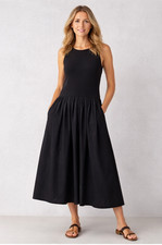 Witchery Maxi Dress Size L Black Sleeveless Flowy Evening Holiday Resort Wear