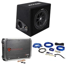 KICKER 43VC124 Comp 12" Subwoofer In Vented Sub Box Enclosure+Amplifier+Amp Kit