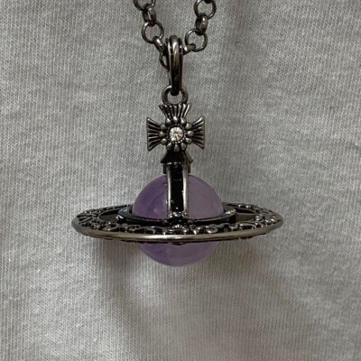 Vivienne Ornamental Orb Necklace Amethyst with Pouch Outlet