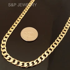 14K GOLD STAMPED PLATED BRASS URBAN STYLE 7mm 24" MIAMI CUBAN CHAIN NECKLACE 