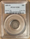 1851-O PCGS VF30 Liberty Seated Dime 10c - New Orleans Mint
