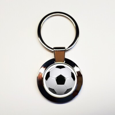 Round Stainless Steel Football Keychain