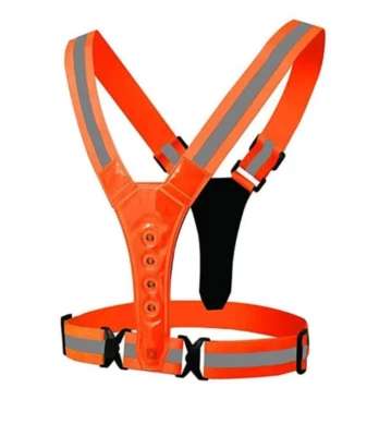 Gilet de Sécurité LED Réfléchissant Haute Visibilité sécurité nocturne Orange - Photo 1/4