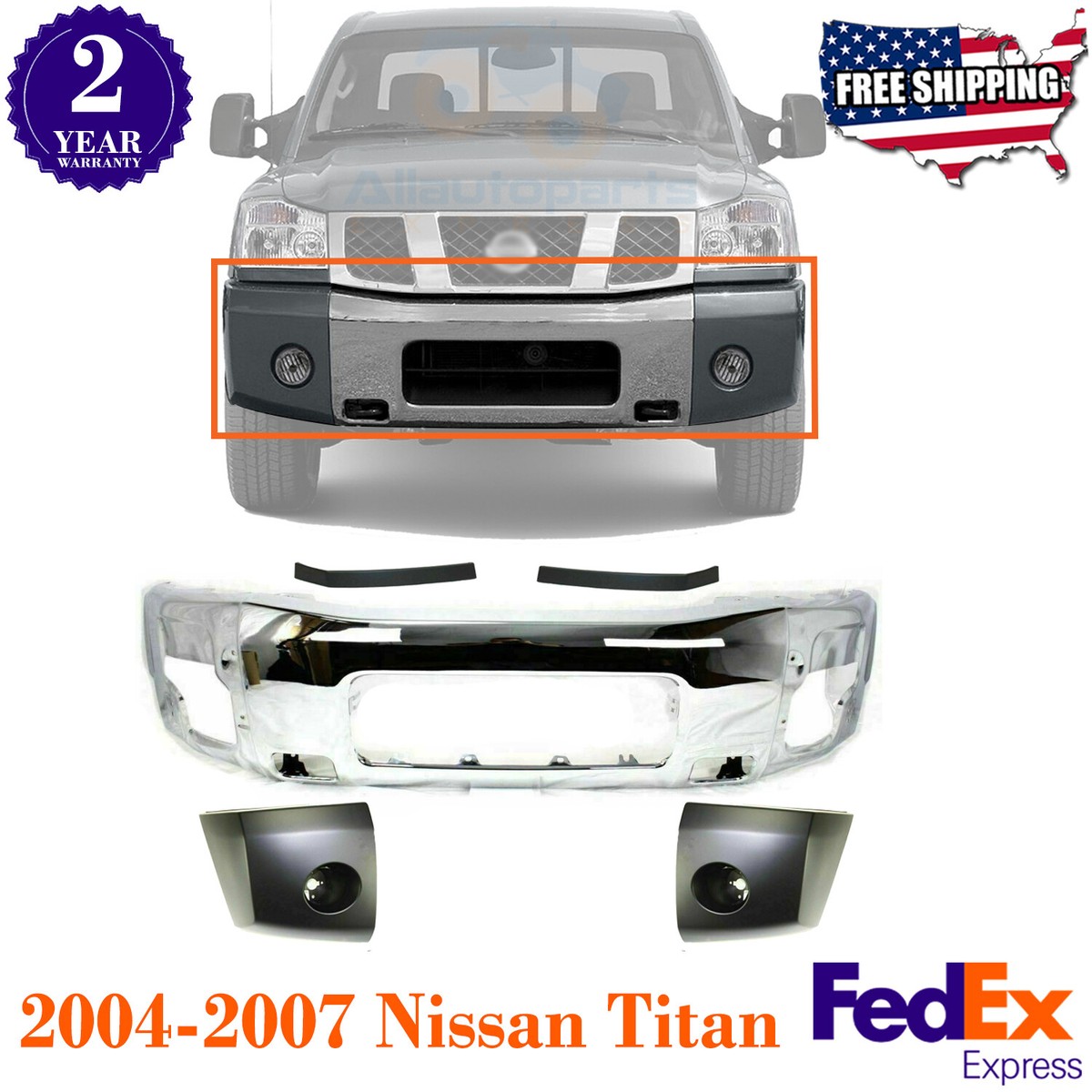 Front Left Driver Side Bumper Filler For 2004-2015 Nissan Titan - 96191SS