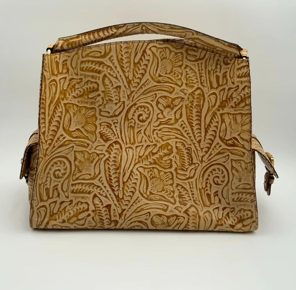 HOBO New Embossed Floral Gold Toned Leather HYPE Handbag with Side Pockets - Image 2 of 4
