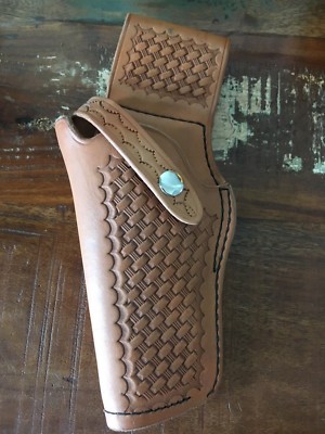 Vintage Tex Shoemaker 50 Brown Basketweave Leather Holster for S&W