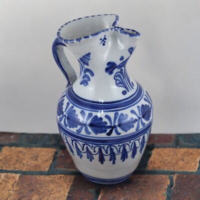 Jarra Talavera de la Reina Ceramica Pintada Mano Spanish Pottery 1L Vintage 60s