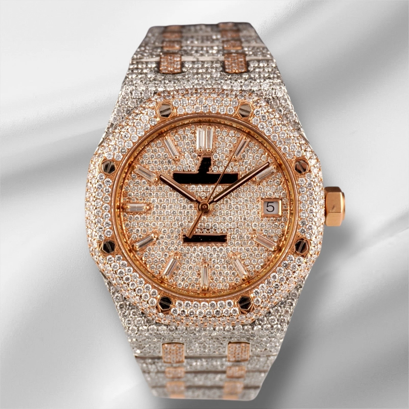 Audemars Piguet — Audemars Piguet Royal Oak 37mm Rose Gold/ Steel Watch Iced 20ct Diamonds 15450SR