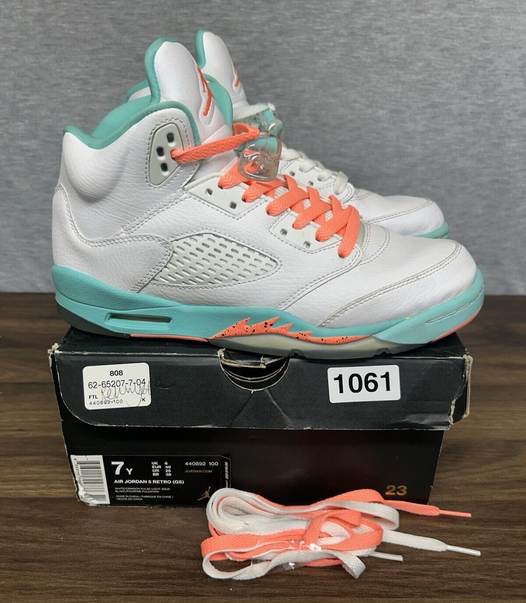 Air Jordan Retro Light Aqua 2018 White 440892-100 Youth Size 7Y