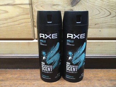 LOT of 2 Cans AXE Apollo Men's Deodorant Body Sage & Cedarwood Scent, 4 oz ea.