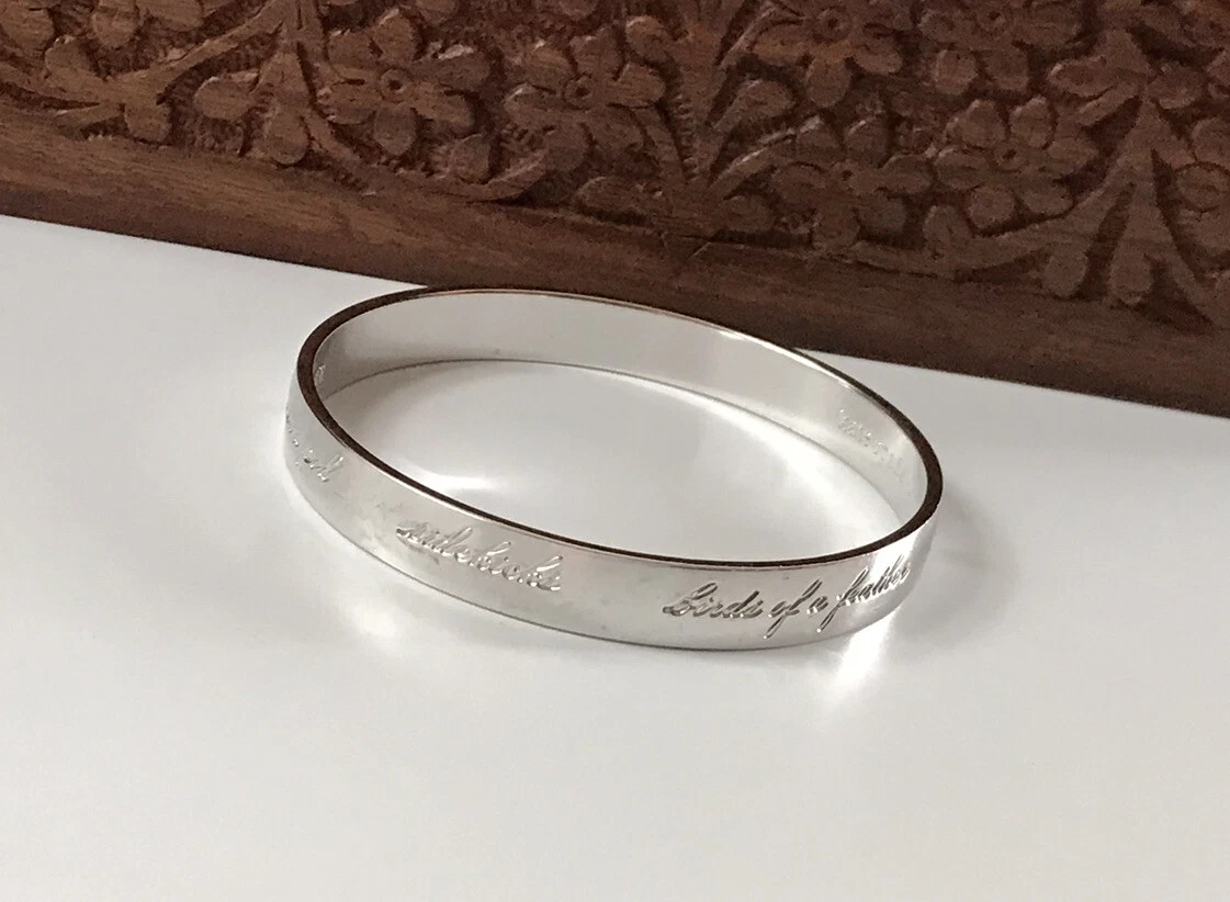 Kate Spade New York Silver Tone Etched Best Friend Ever Bangle Bracelet. 730