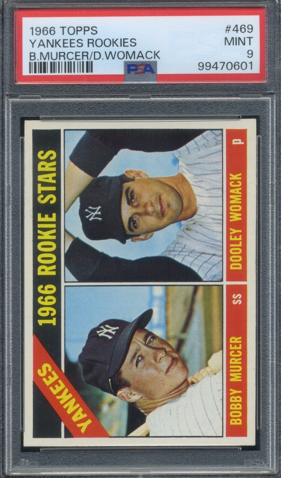 1966 Topps #469 Yankees Rookies Murcer Womack PSA 9