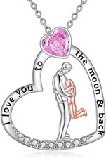 Father Daughter CZ Pendant Necklace 925 Sterling Silver Daughter Gifts from Dad