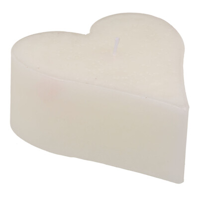 RESTPOSTEN  - OOTB Blockkerze, Herz, ca 13 x 6 cm, 2-farbig sortiert Weiß