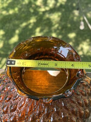 Vintage Kerosene Oil Lamp Shade Amber Glass Ruffled Quilted