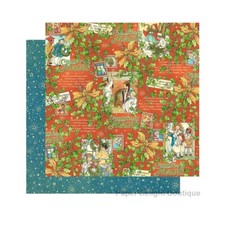 2 Sheets of Graphic 45 CHRISTMAS MAGIC 12x12 Scrapbook Paper - MERRY MEMORIES