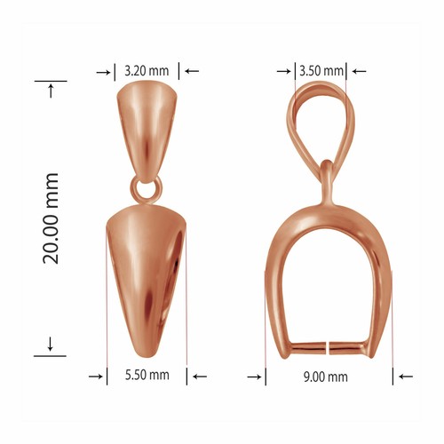 10K Solid Rose Gold Pinch Bail 20 x 5.5mm for Pendant w/ Findings eBay
