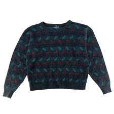 90s Ribbed Geometric Crewneck Sweater 1990s Vintage