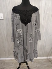 Woman's Dress Sz 2X Plus Dark Romantic Sheer Shift Black Boho Signature Studio