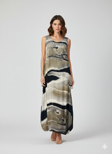 Womens Plus Size Curve Bubble Dress Abstract Print  Pocket Maxi Free Size -  P29