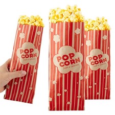Stock Your Home 2 oz Paper Popcorn Bags 100 Pack Large Kraft Red Pop Corn Bag