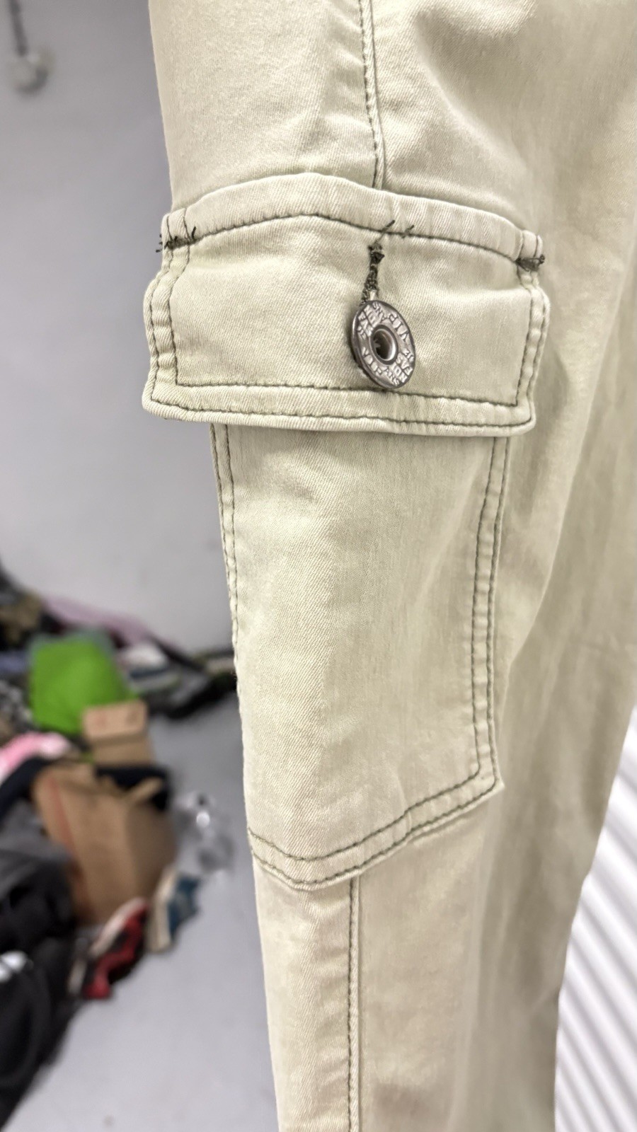 V.I.P. Beige Cargo Pants Drawstring Waist Regular Fit Pockets Men Size 13/31 image 9