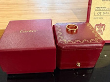 Cartier Love Ring 18ct Yellow Gold 3 Diamond Band Size 52 4mm w/ Box Papers