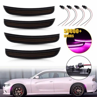 4x For 2015-22 Dodge Charger Smoked Front Rear Bumper LED Side Marker Light EAV