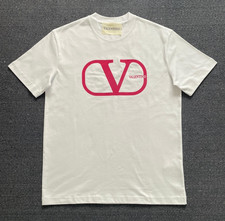 Valentino Garavani White Pink VLogo Graphic T-Shirt Men's Short Sleeve Tee M