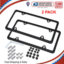 2x High Quality Stainless Steel Metal License Plate Frame Tag Cover Black Us