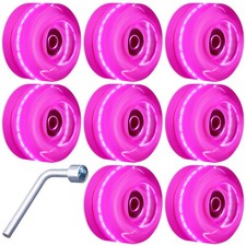 Tanzfrosch 8 Pack Roller Skate Wheels with Bearings Installed Quad Light Up W...