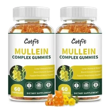 (120 pcs) Mullein Gummies for Lungs – Mullein Leaf Extract with Quercetin, El...