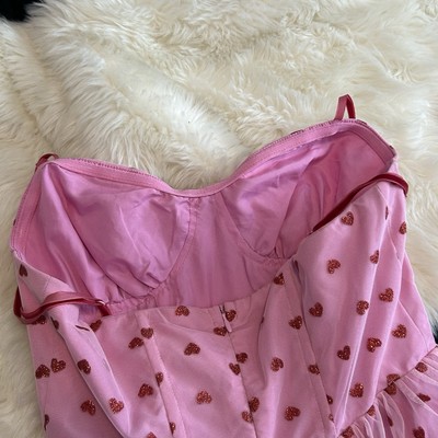 betsey johnson pink and red heart dress BETSEY JOHNSON Red Velvet Heart and Pink Fit