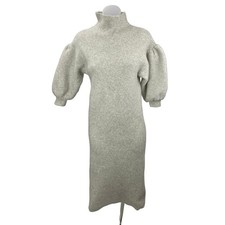 ASOS Women's Gray Long Balloon Sleeve Turtleneck Rib Knit Midi Sweater Dress 0