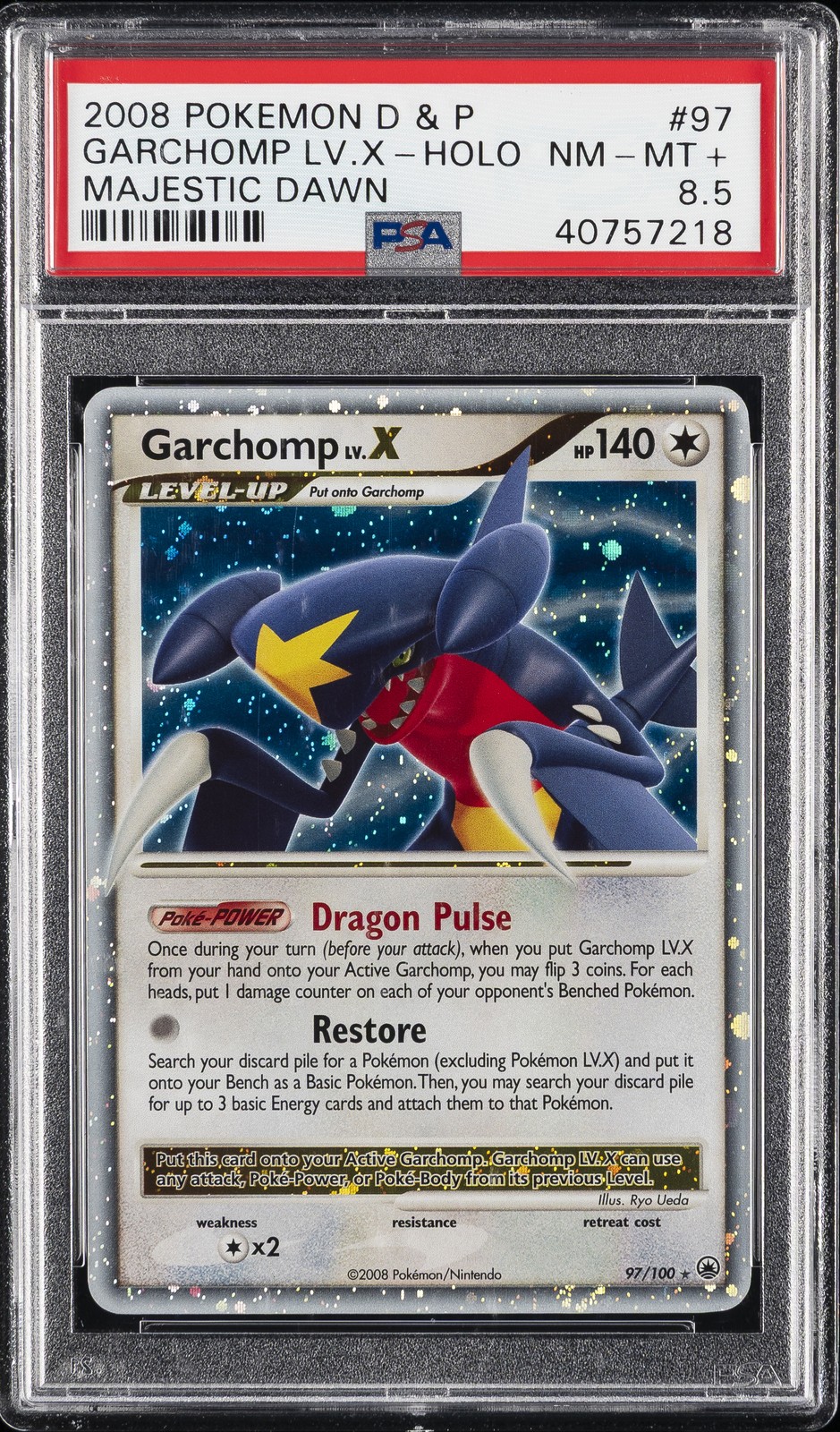 2008 POKEMON DIAMOND & PEARL MAJESTIC DAWN #97 GARCHOMP LV.X-HOLO PSA 8.5