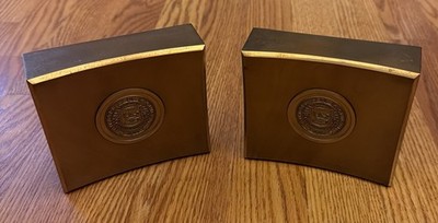 University Of Michigan Seal 1817 Vintage Copper Brass Book Ends Academia