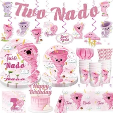Two Nado 2nd Birthday Disposable Tableware-Plates Cups Napkins Decorations