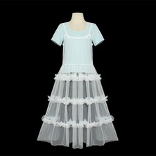 Women Strappy Mesh Dress Ruffles Slips Sheer Lace Casual Midi Lolita Sarong
