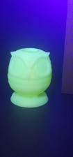 Vintage Fenton Owl Fairy Lamp Satin Custard GLOWS Read Description 