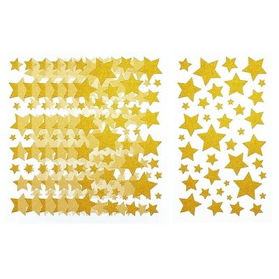 FAZHBARY 6 Sheet Glitter Gold Star Stickers Small Five Reward Yellow 