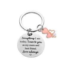 Stainless Steel Engraving Round Pendant Keychain with Charms for Color 2