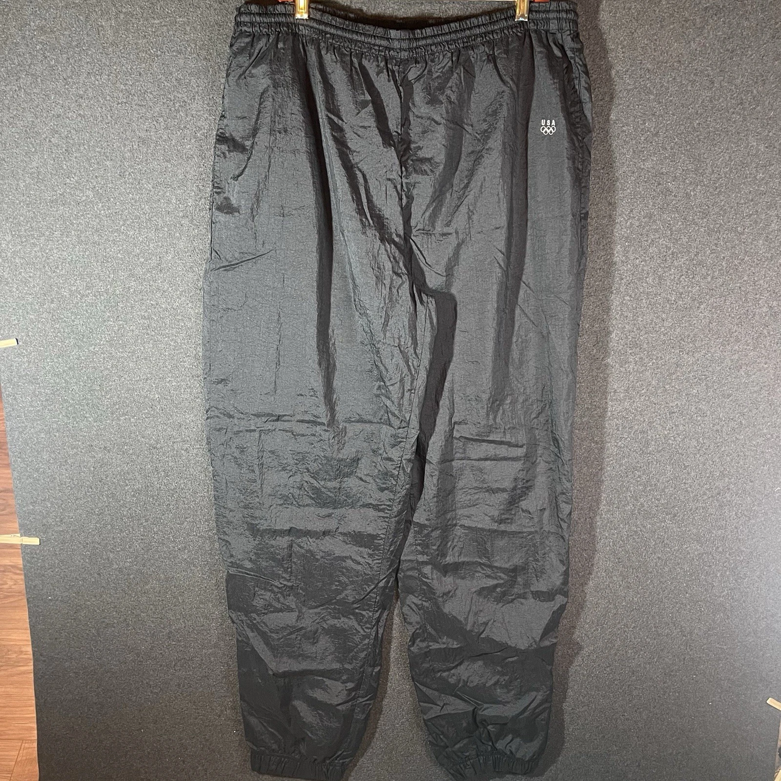 Vintage USA Olympic Nylon Track Pants Men's Balck JC Penny Ankle Zip Jogger XLT
