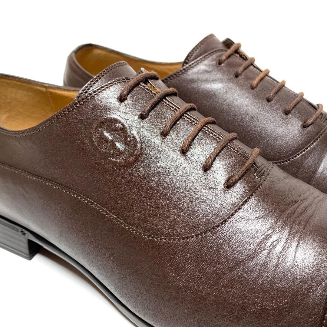 Gucci Logo Wingtip Dress Shoes Brown Leather Size 6.5 US About 7 For Men thumbnail 9