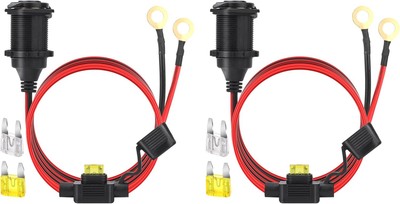 4FT 12V/24V Fixed Thread Cigarette Lighter Socket Extension Cable 4 FT 2pcs 