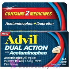 Advil Dual Action With Acetaminophen Pain Reliever 144 Caplets