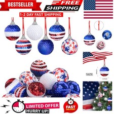 24 Pcs Independence Day Sequin Balls Ornaments- 1.57 Inch 4th of July Patriot...