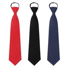Ties for Women, School Ties for Girls, Adjustable Black/Red Pre-tied Zipper T...