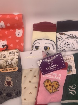 Damen Socken Paket x7 Paar Accessoire Harry Potter Hunde Teddy Pizza 4-7