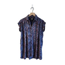 Angie Women's Oversized Shirt Dress SZ Small Floral Bohemian Boho Pockets