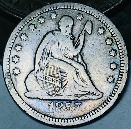 1857 Seated Liberty Quarter 25C Ungraded 90% Silver US Coin CC29012